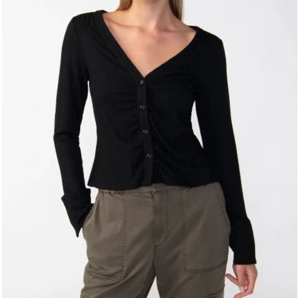 Sanctuary Wide Cuff Knit Blouse in Black, Size Small, NWOT